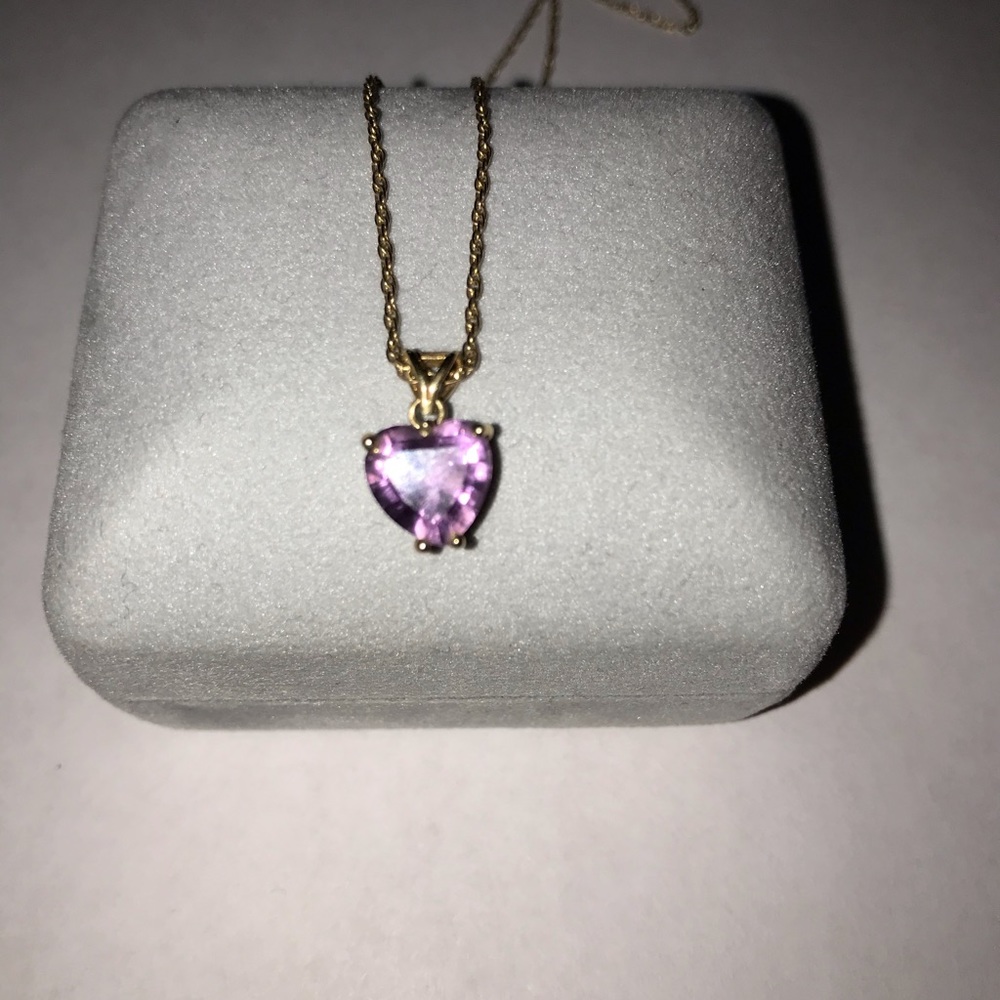 14k gold amethyst heart necklace